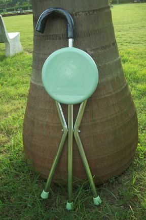 Walking Stick With Folding Stool Chair