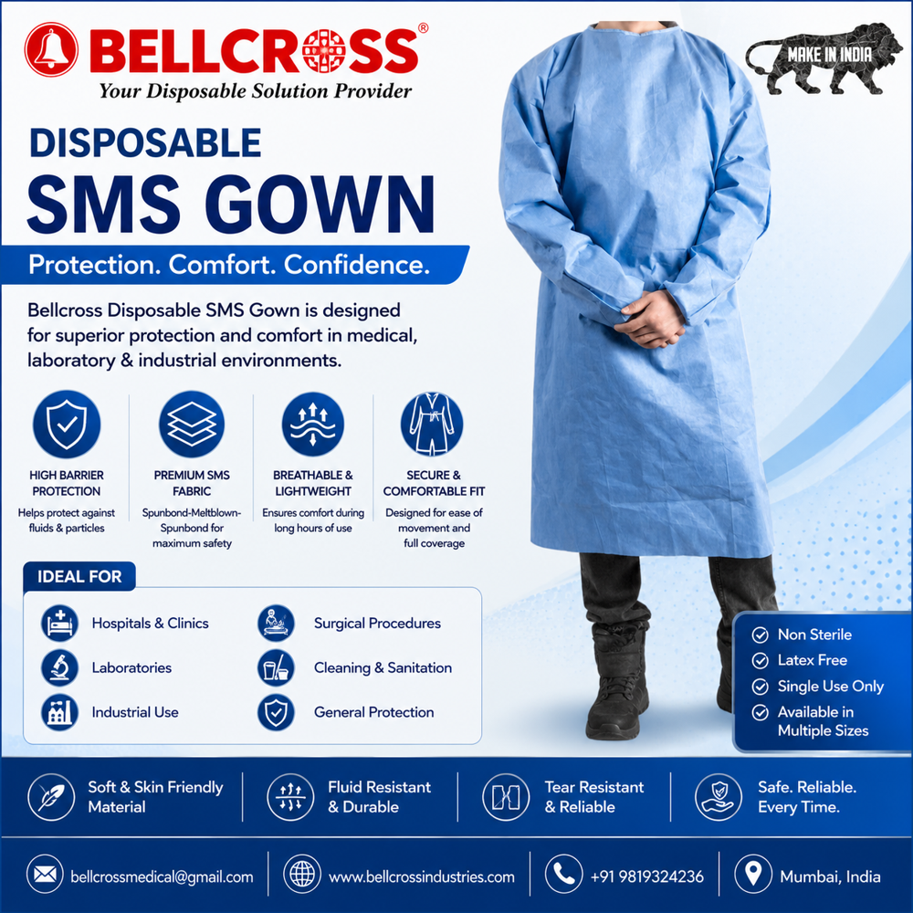 Surgeon Gown - Hospital Grade, Recyclable Blue Fabric | Comfortable and Durable Design