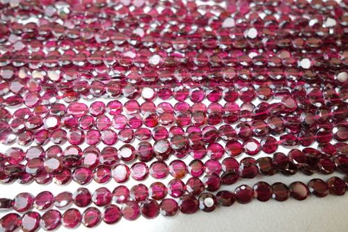 Round Brilliant Cut Garnet Faceted Coin