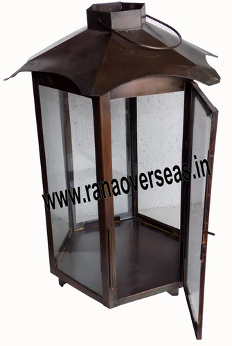 Iron Lantern - Iron & Glass, 1.5-2 Kilograms | Antique Imitation, Folk Art, Nautical Style, Outdoor Decoration