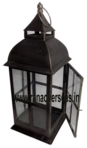 Iron Lantern - 1-1.5 Foot, Brown Color, Polished Finish | Antique Imitation, Folk Art, Nautical, Religious Styles