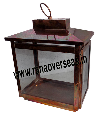 Iron Metal Lantern - Iron and Glass, 1.5-2 kg | Antique Imitation, Folk Art, Nautical, Religious Styles