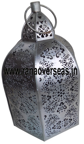 Silver Iron Metal Tea Light Holders, Lantern 10386