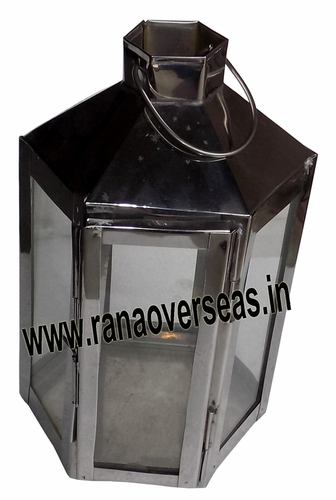 Steel Lantern - Stainless Steel, 1.5-2 Kg Weight | Silver Color, Antique Imitation, Folk Art, Nautical, Religious Styles
