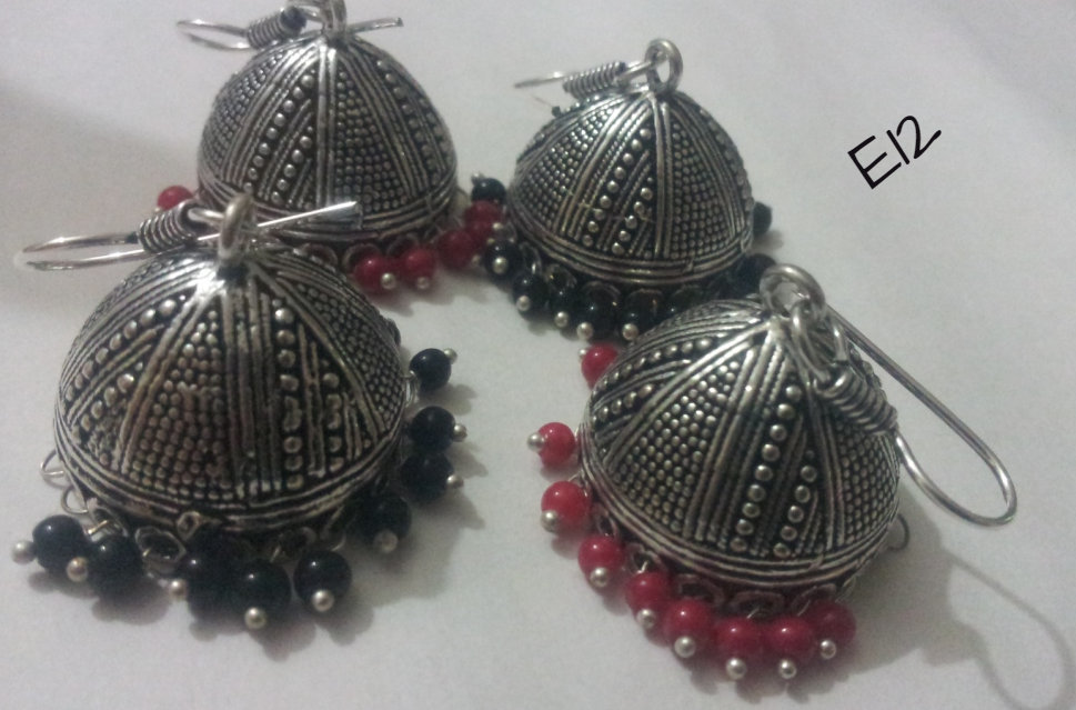 Oxidised Silver Jhumka
