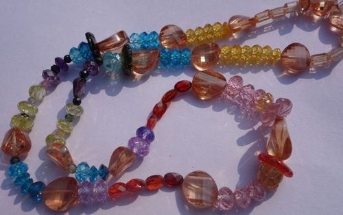 ओवल कट मल्टी जिक्रोन फेसेटेड नेकलेस