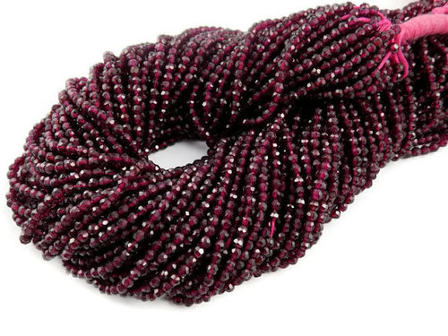 Round Brilliant Cut Garnet Faceted Rondelle Beads