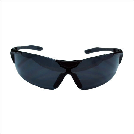 Metallic Black Sports Sunglasses - PVC Material, Anti Fog Smoke Lens, Black Frame and Dark Grey Rubber Pad, Perfect for Outdoor Activities