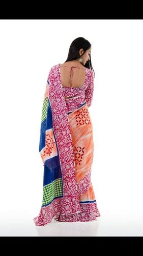 Multicolor Bagru Print Cotton Saree