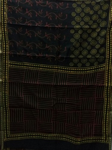 Black & Yellow Designer Chanderi Silk Saree