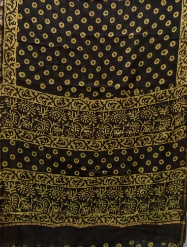 Dark Brown & Yellow Printed Sarres