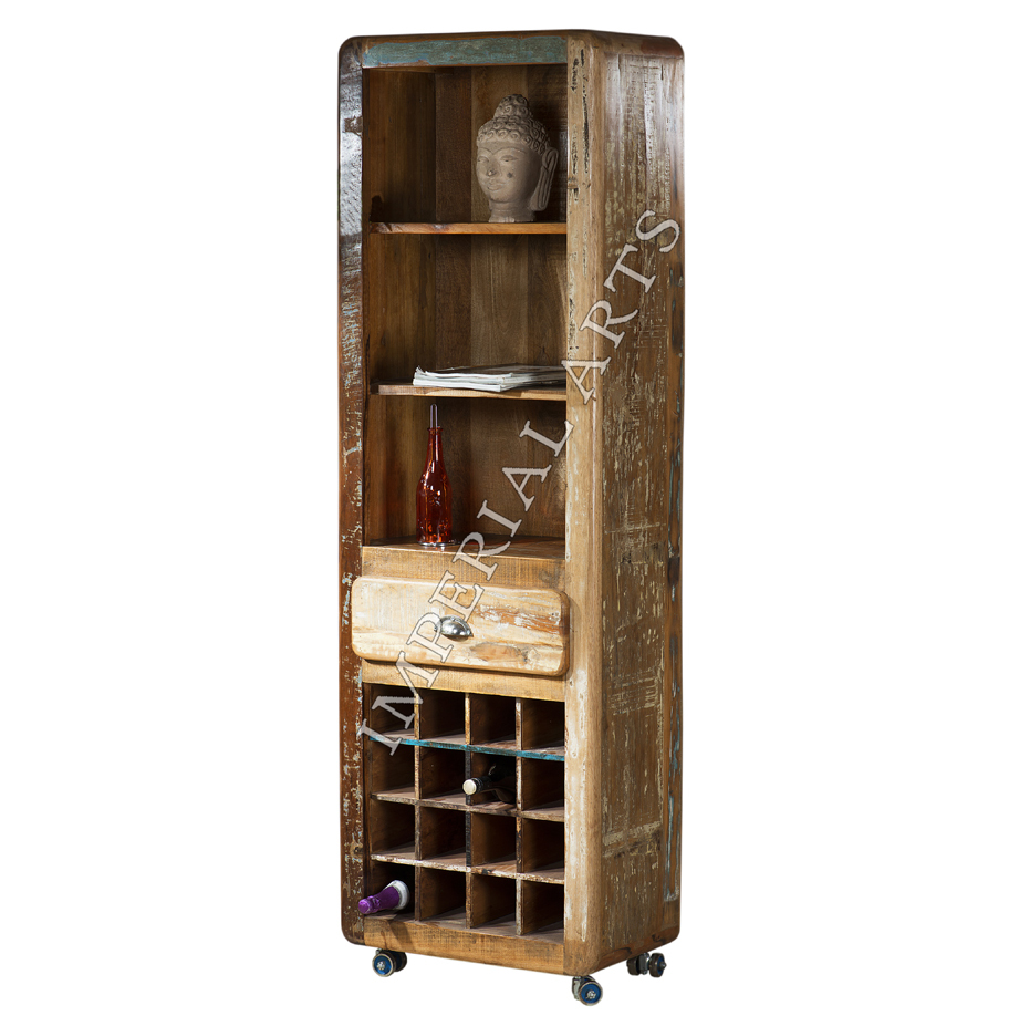 Recycled Wood Wine Cabinet With Shelf