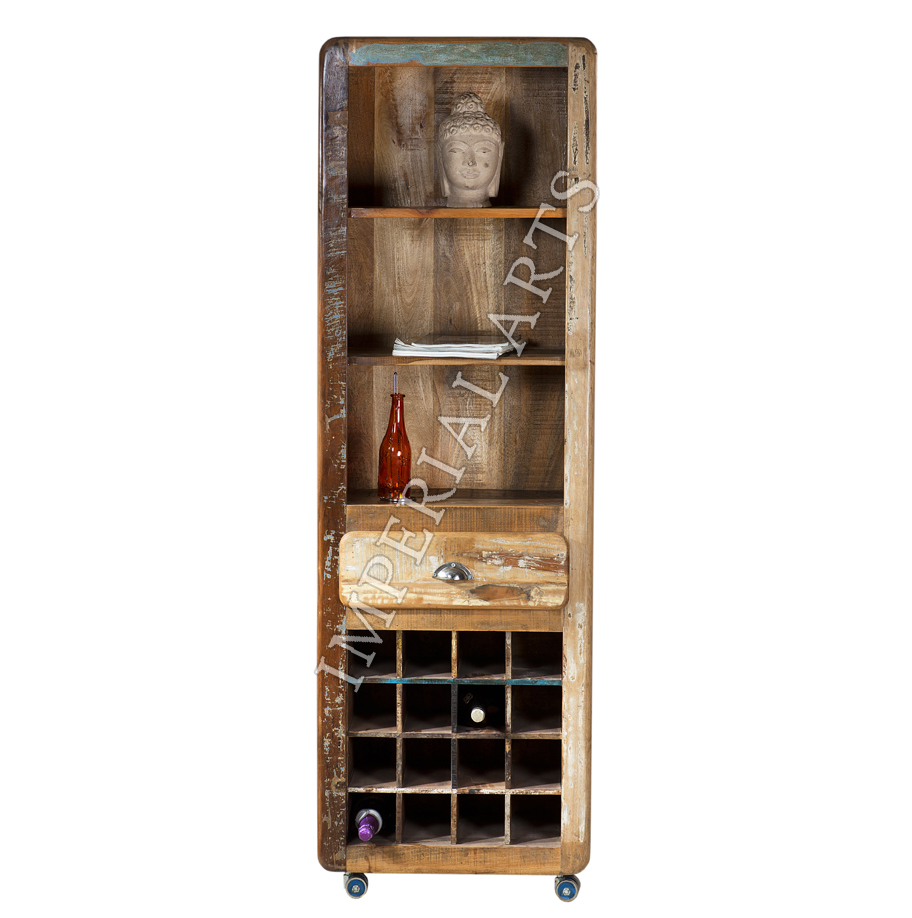Recycled Wood Wine Cabinet With Shelf