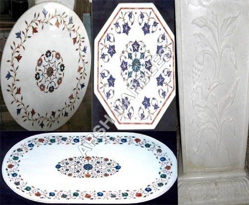 कटी हुई संगमरमर की स्तंभ और इनले