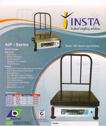 Insta Bench Type (Chicken Scale) Capacity Range: 40-300  Kilograms (Kg)
