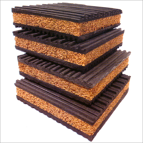 Anti-Vibration Pads - High Quality Rubber Elastomeric Material, 18"x18" Size, Cross-Ribbed Design, Cork Center for Enhanced Sound Isolation
