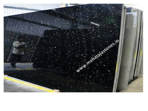 Black Galaxy Granite - Gang Saw Slabs 280-310cm X 160-200cm, Polished Black Surface Finish, Versatile For Flooring, Counter Tops, And Wall Cladding