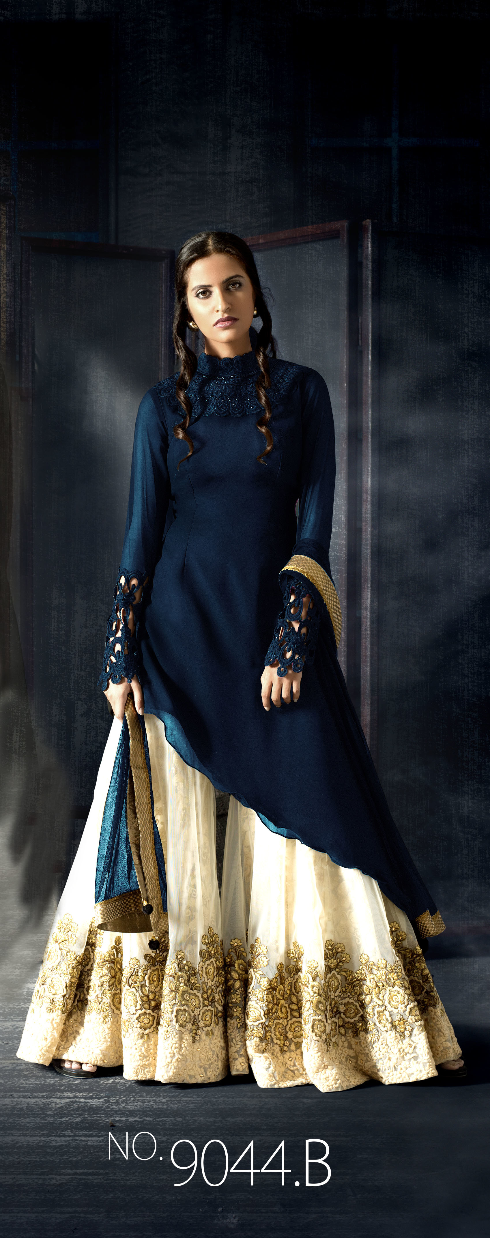 Indo Western Kurtis - Silk Blend, Knee-length, Mandarin Collar, Long Sleeves, Pink | Alluring Prints, Comfortable Wear, Elegant Look, Perfect Fit, Stylish Design