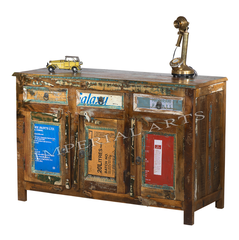 Reclaimed Wood 3 Door 3 Drawer Side Board