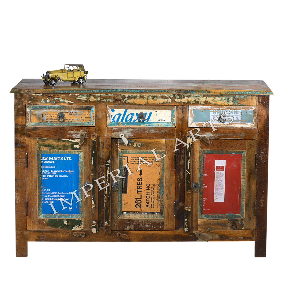 Reclaimed Wood 3 Door 3 Drawer Side Board