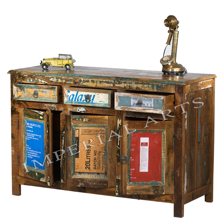 Reclaimed Wood 3 Door 3 Drawer Side Board