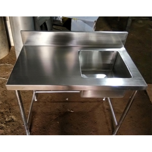 Stainless Steel Work Table With Sink - 50-90 lbs Weight | Silver Finish, Versatile Use for Kitchens and Workspaces