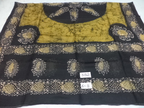 Yellow & Black Pure Silk Batik Printed Shawls