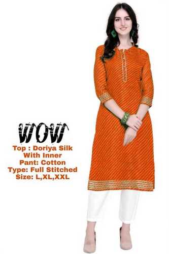 Red Lehariya Gota Pati Kurti