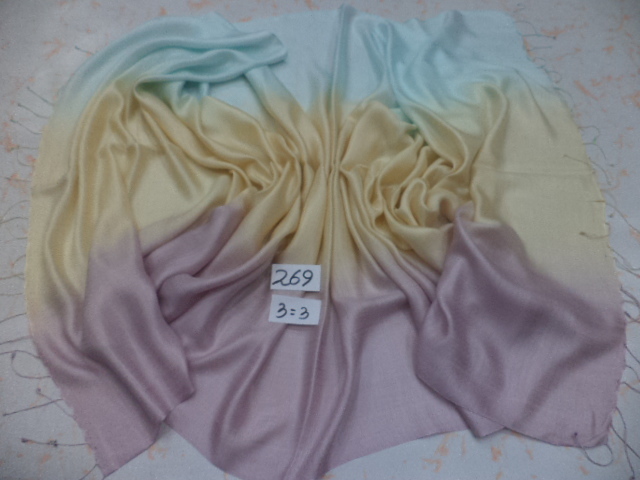 Silk Kattan Shaded Ombre Stoles - 70x200 Cm, 50% Silk 50% Viscose, Blue Color, Handmade, Fringe Closure, Suitable For Daily, Evening, And Prayer Use