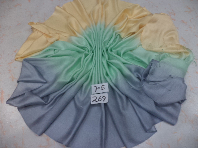 Silk Kattan Shaded Ombre Stoles - 70x200 Cm, 50% Silk 50% Viscose, Blue Color, Handmade, Fringe Closure, Suitable For Daily, Evening, And Prayer Use