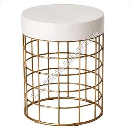 S A Brass Em Cooper Metal Stool Gold White