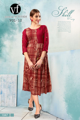 Black Rayon Printed Kurti
