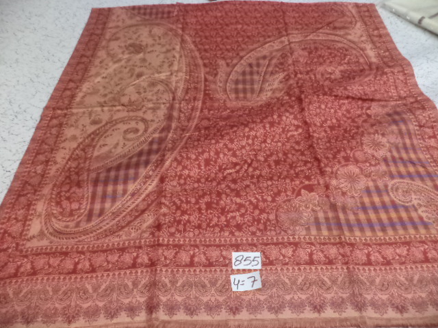 Jamawar Shawls - Viscose/acrylic, 100x200 Cm, Mix Color, Hand Made, Fringe Closure, Embroidered Pattern, Women's Wedding Shawl