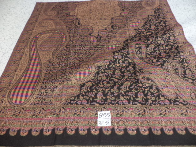 Jamawar Shawls - Viscose/acrylic, 100x200 Cm, Mix Color, Hand Made, Fringe Closure, Embroidered Pattern, Women's Wedding Shawl