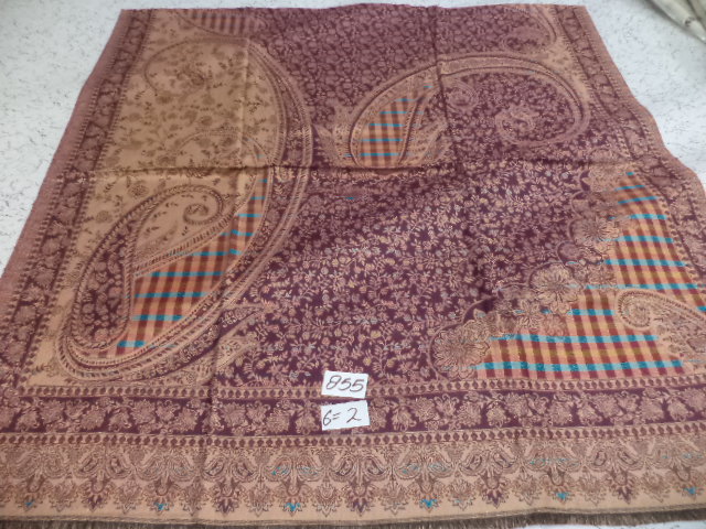 Jamawar Shawls - Viscose/acrylic, 100x200 Cm, Mix Color, Hand Made, Fringe Closure, Embroidered Pattern, Women's Wedding Shawl