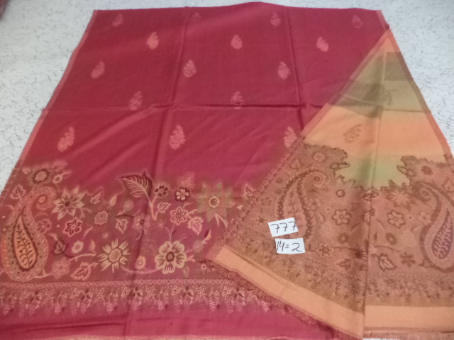 Reversible Border Shawls - Viscose & Acrylic, 100x200 Cm Size, Assorted Designs & Colors, Hand Made Embroidery With Fringe Closure For Women