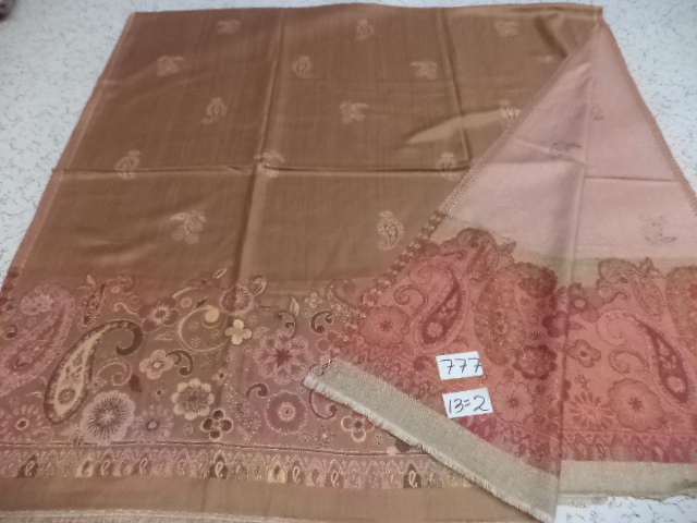 Reversible Border Shawls - Viscose & Acrylic, 100x200 Cm Size, Assorted Designs & Colors, Hand Made Embroidery With Fringe Closure For Women