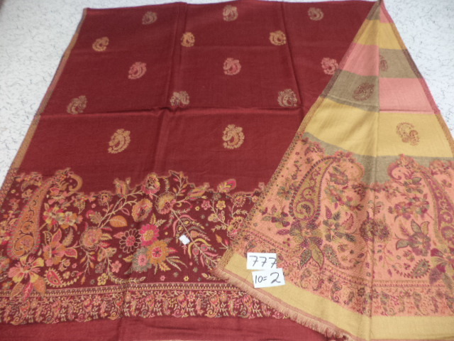 Reversible Border Shawls - Viscose & Acrylic, 100x200 Cm Size, Assorted Designs & Colors, Hand Made Embroidery With Fringe Closure For Women