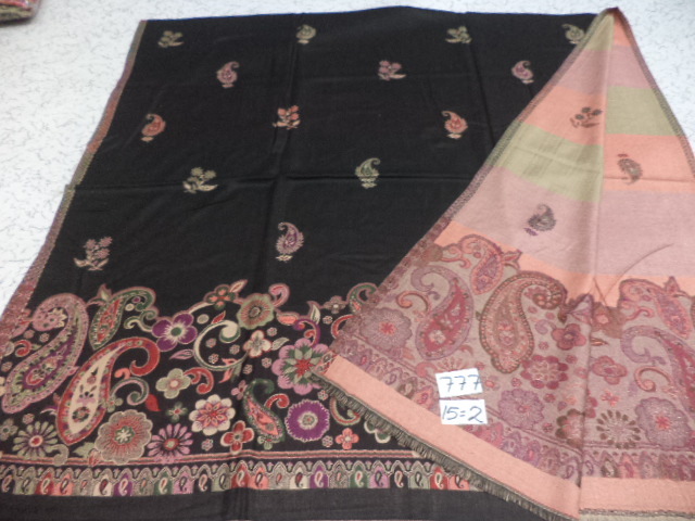 Reversible Border Shawls - Viscose & Acrylic, 100x200 Cm Size, Assorted Designs & Colors, Hand Made Embroidery With Fringe Closure For Women