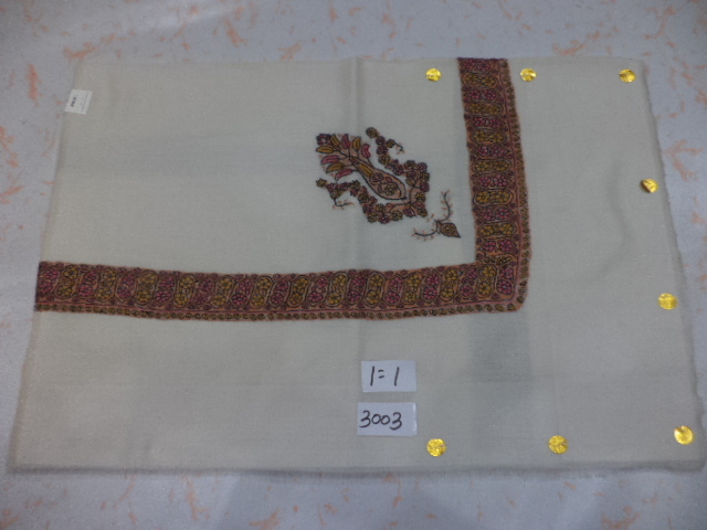 Merino Wool Arabic Men Scarf - 56"x56", 58"x58", 60"x60" , Grey Color With Embroidered Design For Winter