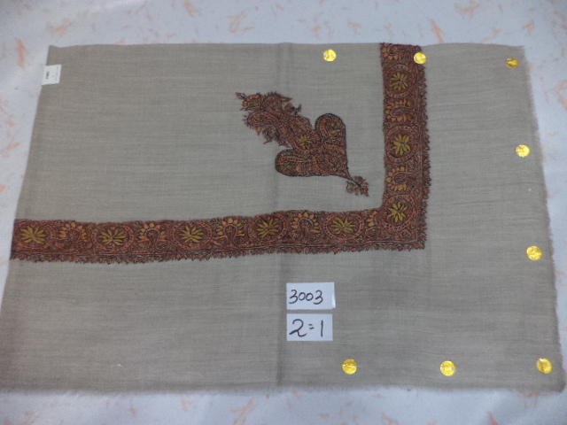 Merino Wool Arabic Men Scarf - 56"x56", 58"x58", 60"x60" , Grey Color With Embroidered Design For Winter
