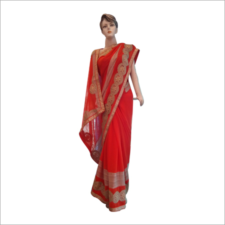 Orange Printed Saree