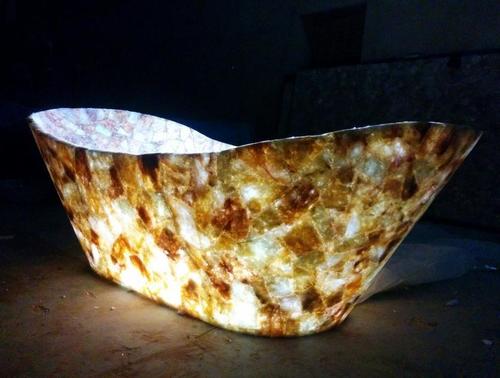 गोल्डन क्वार्ट्ज बाथ टब कृत्रिम संगमरमर