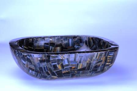 टाइगर आई ब्लू सिंक सॉलिड सरफेस