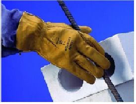 Chrome Leather Hand Gloves - Waterproof Grain Leather, 27 Cm Length, Yellow Color, Levels 3/1/2/2 Resistance | Durable, Comfortable Fit, Elastic Back