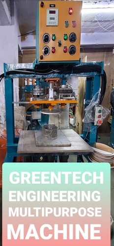 Manual Paper Plate Making Machine - Die Size 4-15 Inch, Production Rate 2200-3000 Pieces/Hour, 2 HP Motor, Green Color, PLC Control System