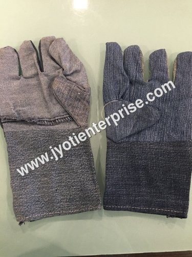 Jeans Hand Gloves - Denim Fabric, Unisex Full Finger Design, Various Colors Available | High Tear Strength, Seamless Stitching, Cool Dry Feature, Knit Wrist