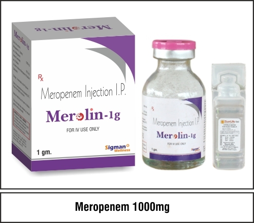 Meropenem - 1000 Mg Injection | Broad Spectrum Antibiotic For Life-threatening Infections, 99% Purity, Suitable For All Ages, Effective Against Beta-lactamase Producing Strains