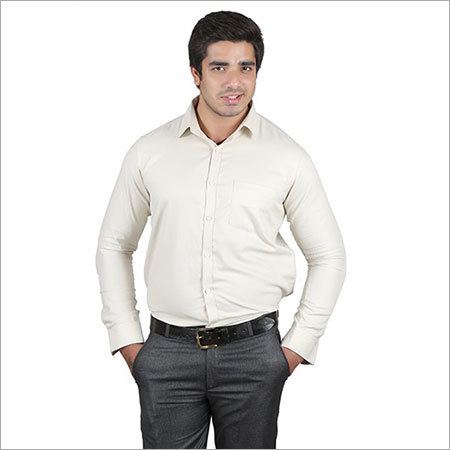 Flannel Cream Formal Shirt Front