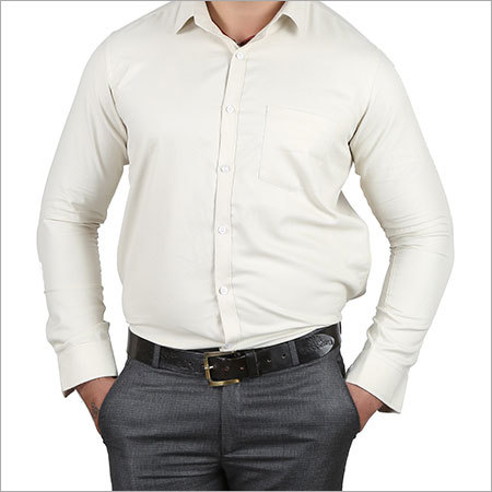 Flannel Cream Formal Shirt Front